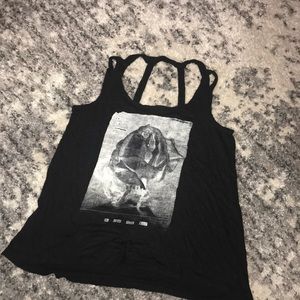 Black tank with grey rose